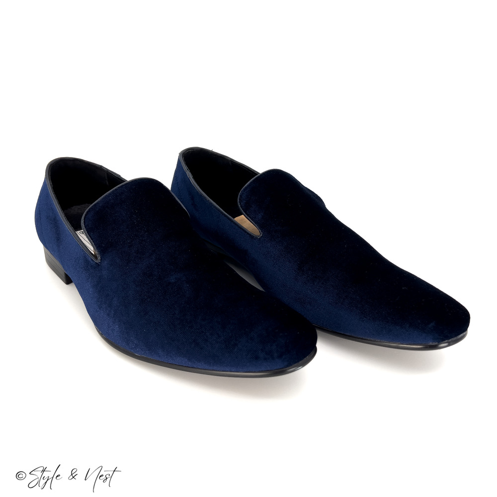 BRAVO Klein 7 Velvet Loafers Dress Shoes Blue Luxury Formal Preppy Men's Size 11